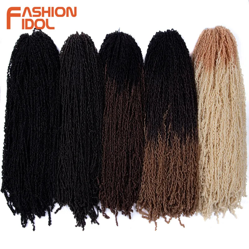 Kinky Curl Faux Locs Crochet Hair Extensions - Ombre Blonde, 18 Inch, 6 Pack