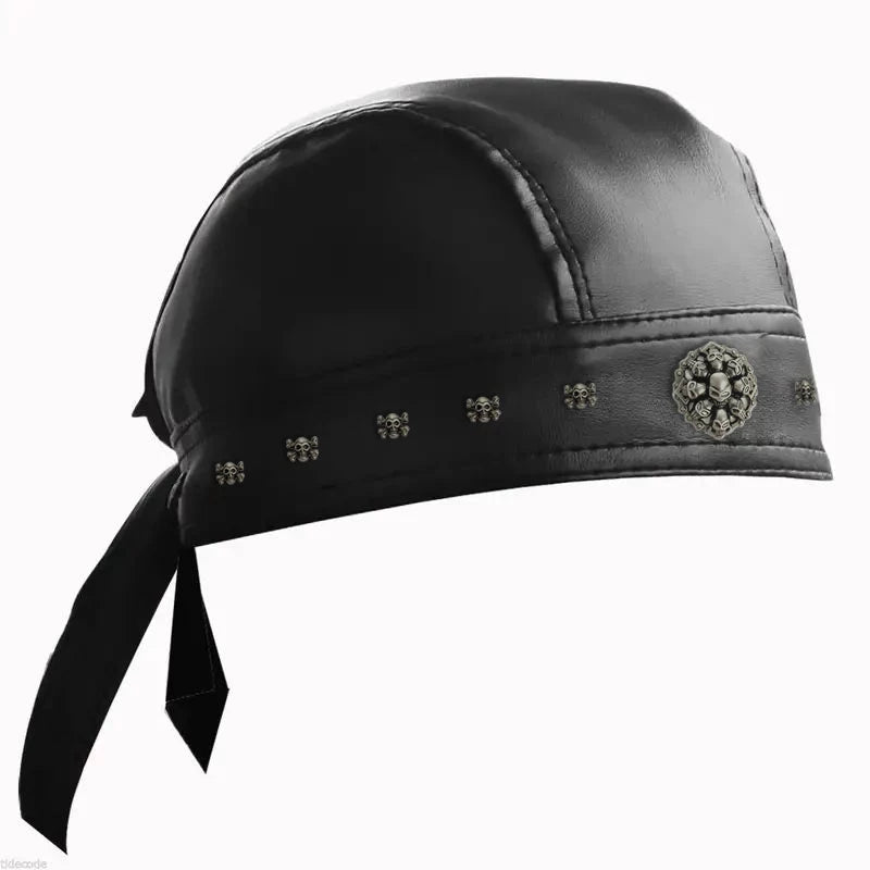 Black Leather Skull Motorcycle Helmet Accessory - Edgy Urban Biker Gear
