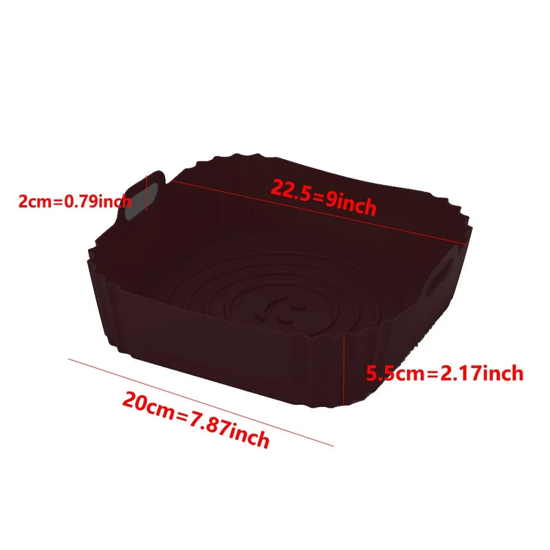 Reusable Silicone Air Fryer Pan Liner Set Non-Stick Baking Tray Accessories