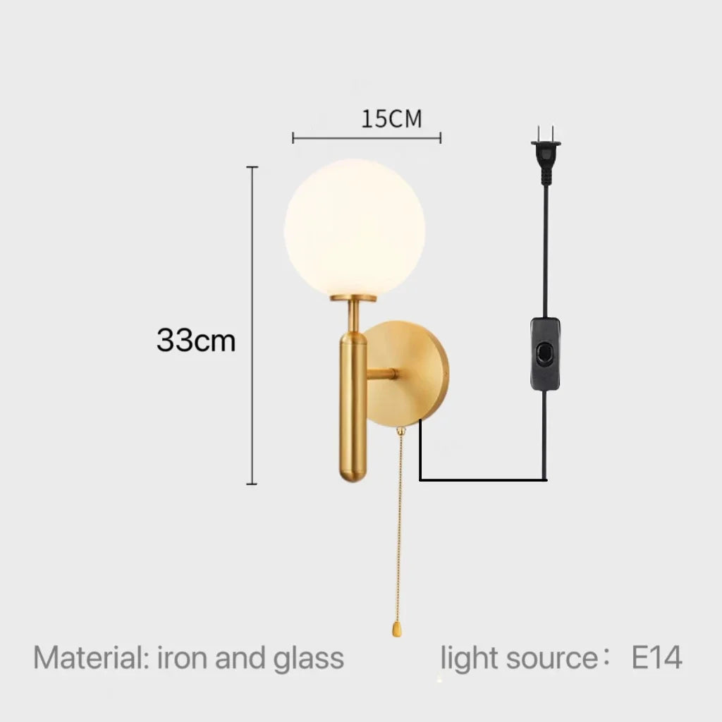 Modern Indoor Wall Sconce Light with Plug Switch - LED Bedroom & Living Room Wall Lamp