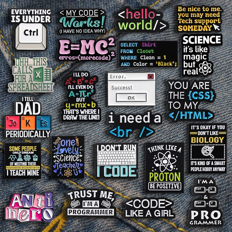 Scientific Program Code Collection Brooch Enamel Pins - Creative Chemical Element Symbols