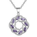 Sterling Silver Necklace Pendant with Purple Zircon for Women Wedding Engagement Jewelry
