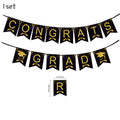 Graduation Hat Star Banner Hanging Decorations - Black Gold Party Ornaments
