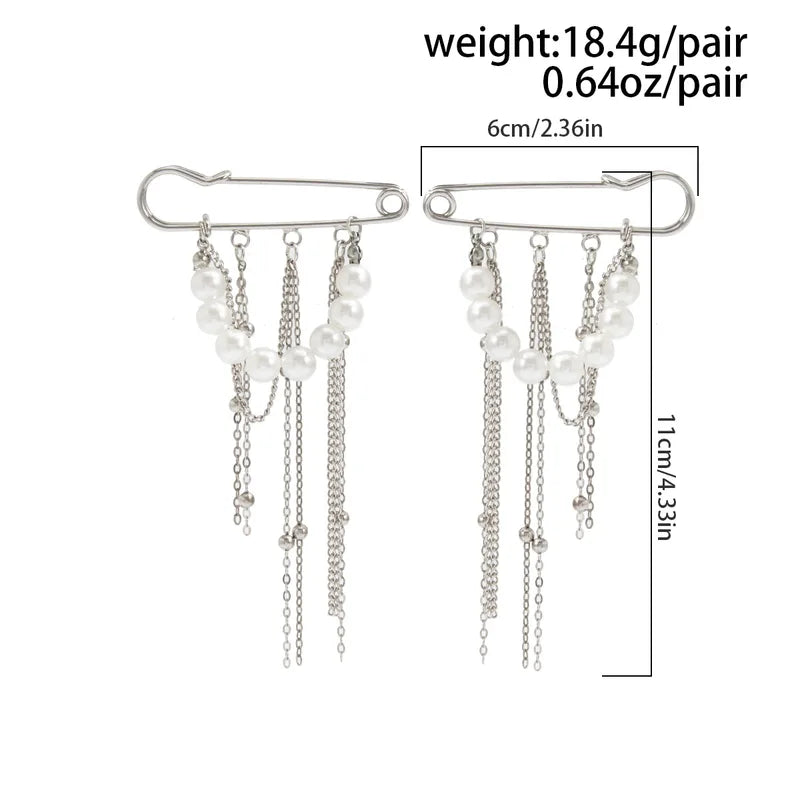 Retro Sweet Imitation Pearl Metal Chain Tassel Pendant Jewelry Pin Foot Chain for Girl Fashion