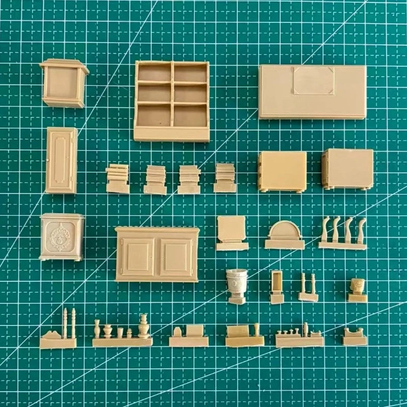 1/35 Scale Resin Model Kit Office Furniture Diorama Scene Collectible Unassembled