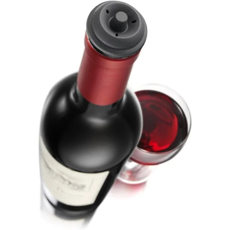 Vacuum Wine Saver Set with Pump and Reusable Stoppers - Stainless Steel Preservation Kit
