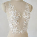 Wedding Dress Decorations with White Lace Flowers, 38x18cm, Pair
