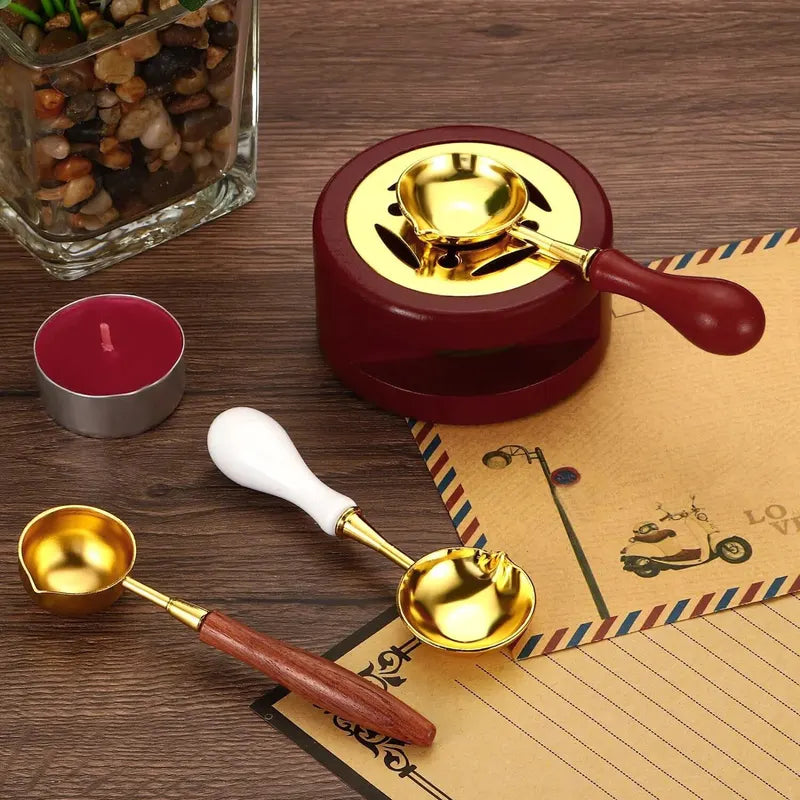 Wax Seal Warmer Kit with Copper Spoon for Melting Sealing Wax Beads & Sticks