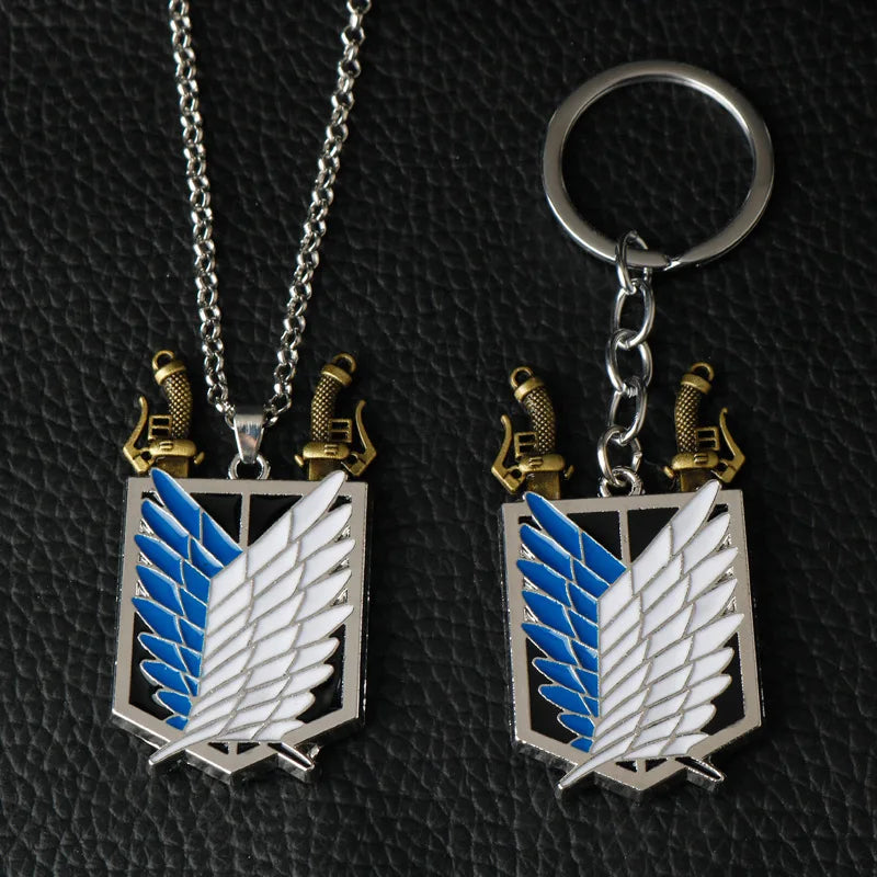 Anime Attack on Titan Logo Keychain Cartoon Car Bag Pendant Accessories