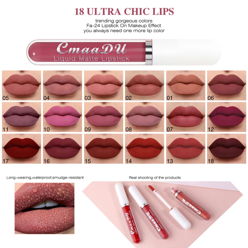 Matte Lip Gloss Liquid Lipstick - Waterproof Long-Lasting Lip Stains for Adults