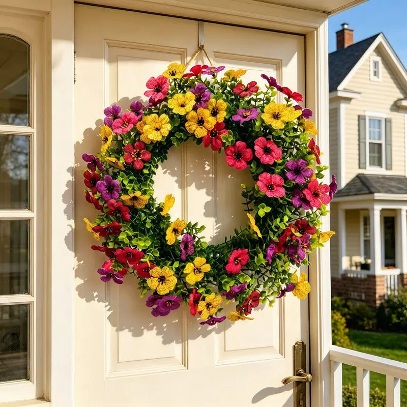 Violet Eucalyptus Wreath Spring Summer Holiday Door Decor Home Ornament
