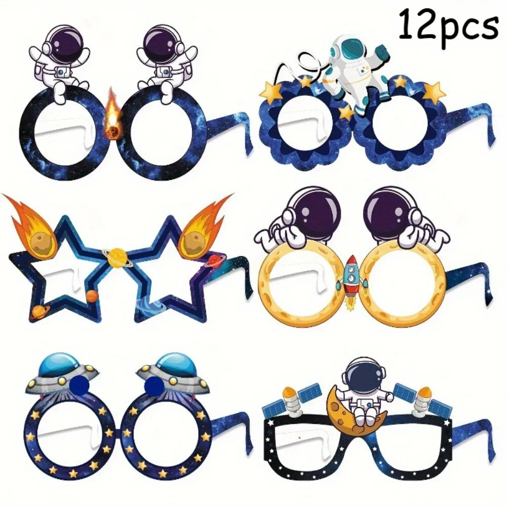 Space Themed Birthday Party Decorations - Photo Booth Props Set, 6 or 12 Pieces