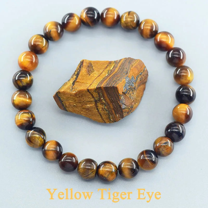 Natural Tiger Eye Bead Bracelet for Men and Women - Healing Crystal Jewelry