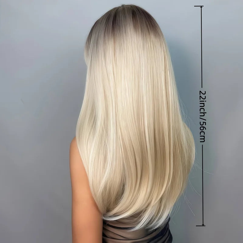 Women’s Gradient Golden Synthetic Wig Shoulder-Length Layered Straight Style