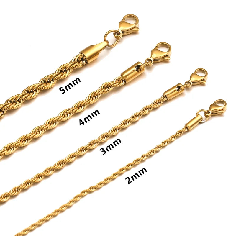 Stainless Steel Chain Bracelet for Men & Women 6MM Twisted Rope Jewelry