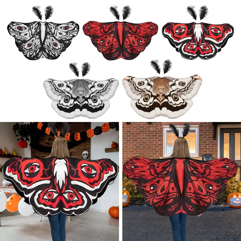 Halloween Butterfly Cape Costume with Headpiece for Role Play and Parties