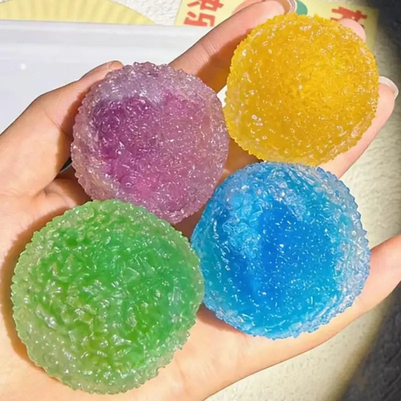 Sensory Stress Reliever Slushie Squeeze Ball with Crackling Noise - Reusable Moldable Fidget Toy for All Ages