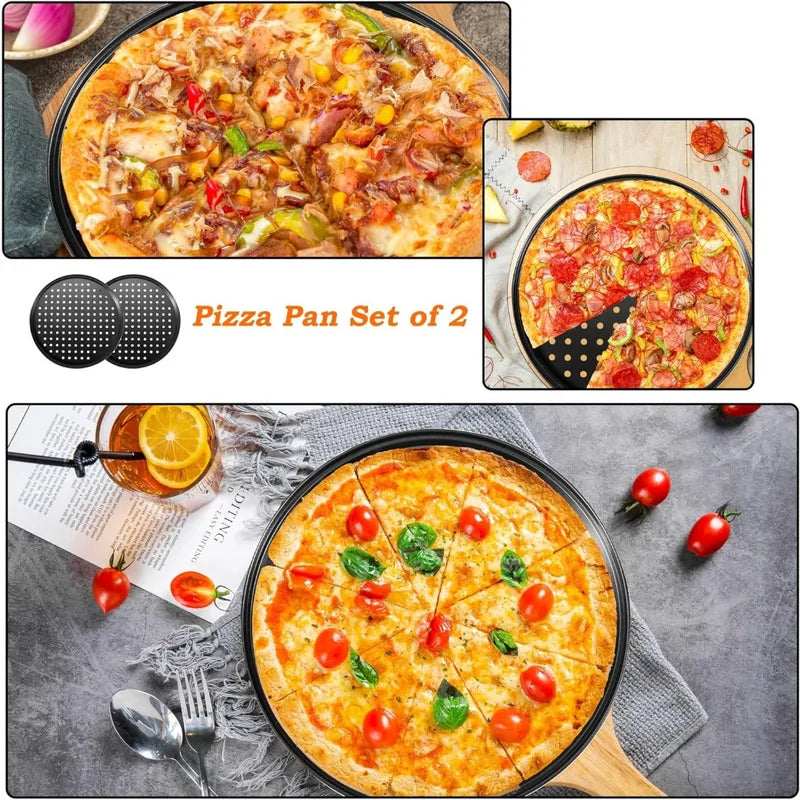 28cm Round Pizza Pan with Holes for Oven Baking Nonstick Steel Pizza Tray