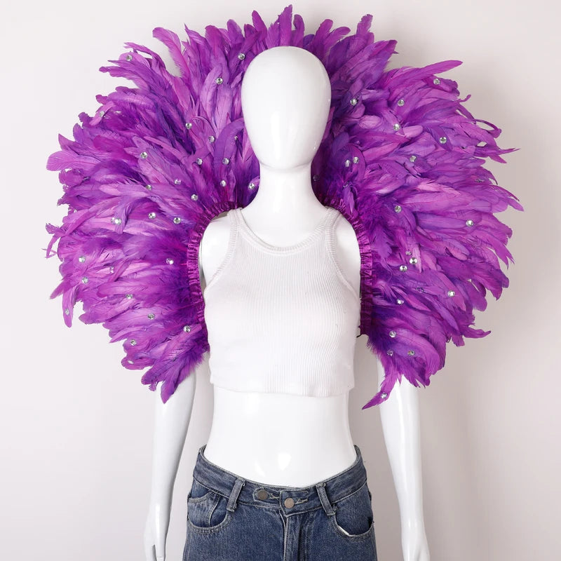 Elegant Women's Feather Shawl for Halloween Masquerade Party Cosplay Accessories