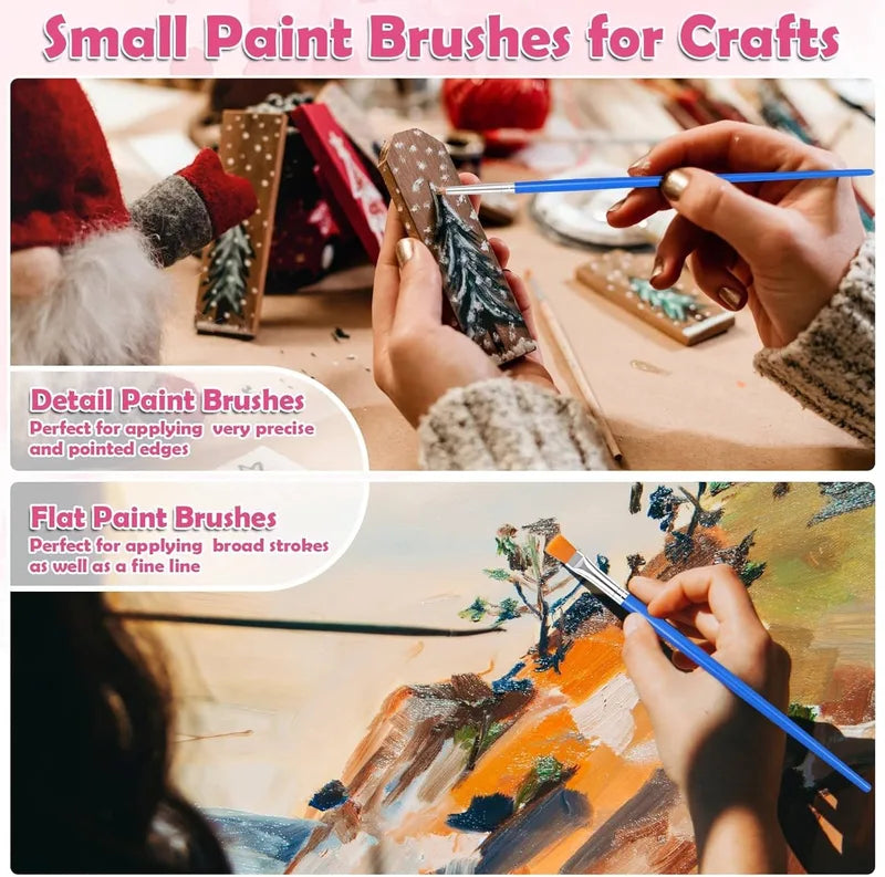 Art Brush Set 20/100/200 Pcs Painting Brushes for Oil Acrylic Watercolor Crafts