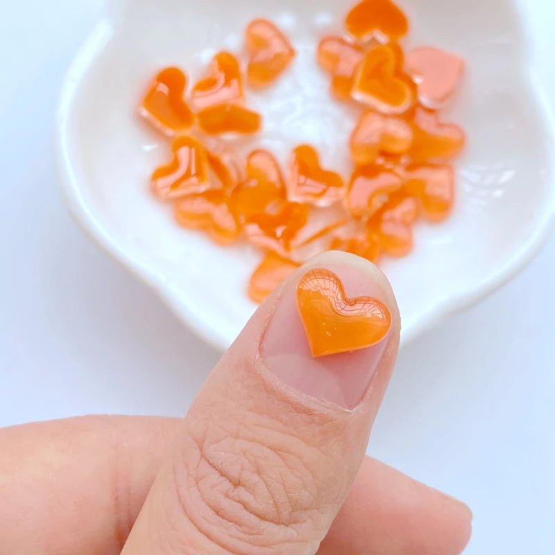 Mini Heart-Shaped Resin Embellishments for Scrapbooking and Jewelry Making - 50 Pieces