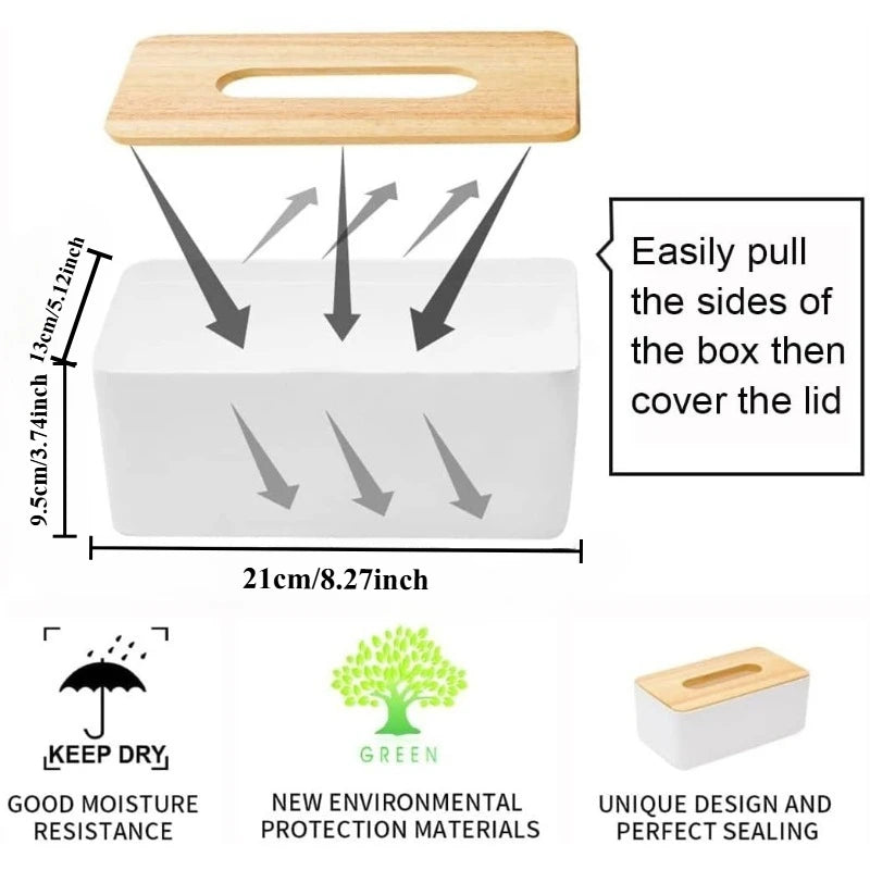 Stylish Wooden Tissue Box Cover - Home Kitchen Plastic & Bamboo Decor