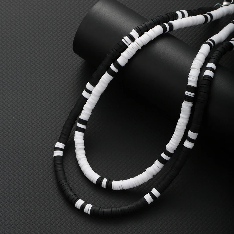 Geometric Bohemian Necklace for Men and Women - Soft Polymer Beads Jewelry