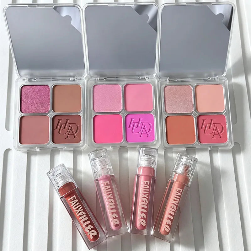 Makeup Set 4 Colors Blush Eyeshadow Contour Lip Gloss & Powder Kit