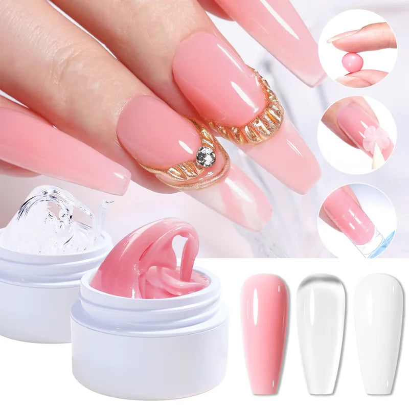 15/5ml Non-Stick Nail Extension Gel Polish for Nail Art & Building - Pink White Clear