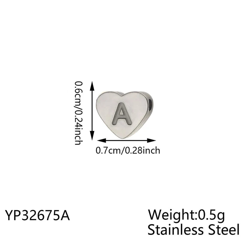 Engraved Letter Heart Charm Pendant - Silver Gold Rose Gold Finish, Perforated Jewelry Accessory