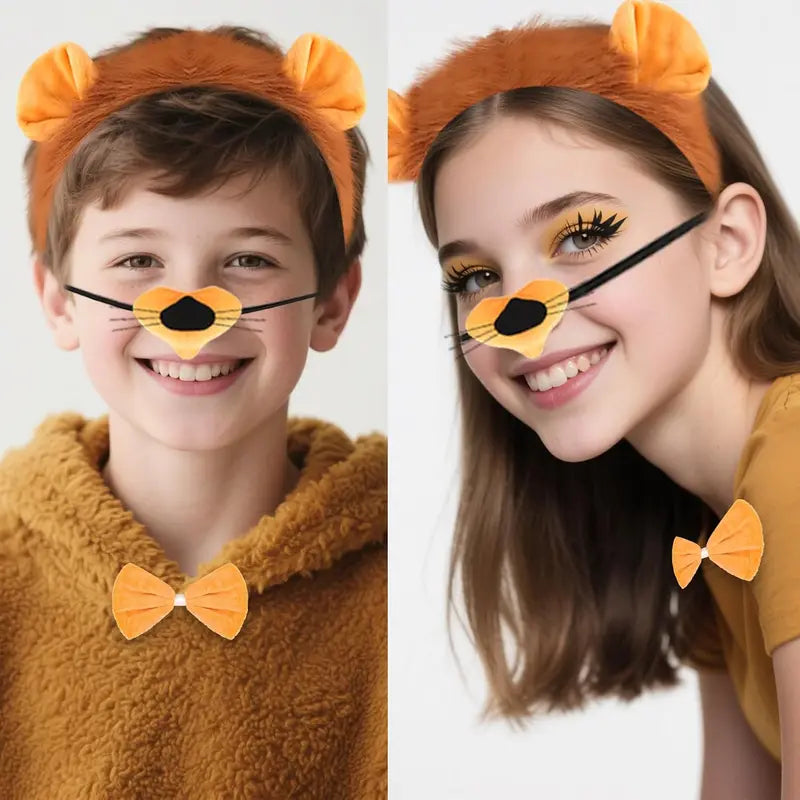 Halloween Animal Costume Accessories Lion Headband Ear Tail Bow Tie Tutu for Kids & Girls
