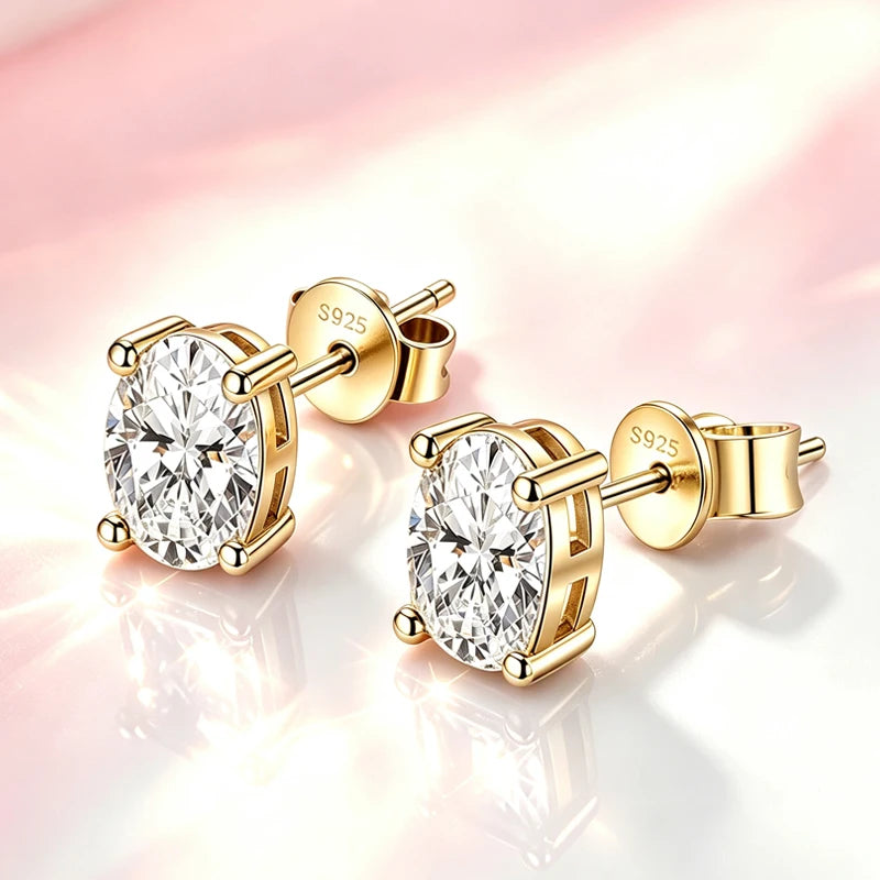 Oval Cut Moissanite Earrings 0.5-2.0ct in Silver with GRA Certificate Wedding Jewelry