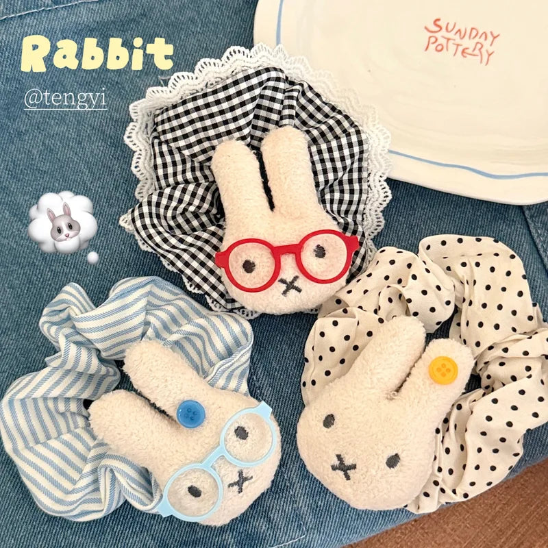 Cute Cartoon Bunny Hair Loop Ponytail Holder Set - Multiple Colors