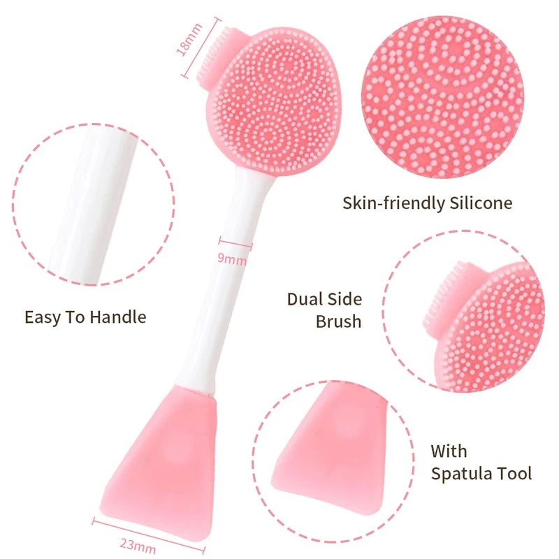 Facial Silicone Brush & Mask Applicator Set - 2-in-1 Spa Skincare Tool