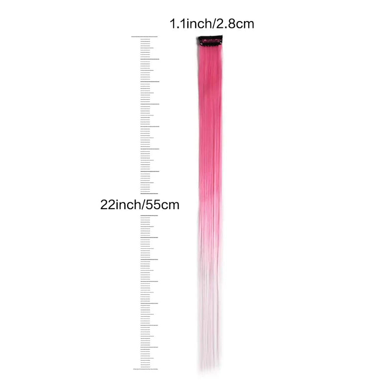 Colorful Clip-In Hair Extensions 6-Pack - 22 Inch Synthetic Highlights