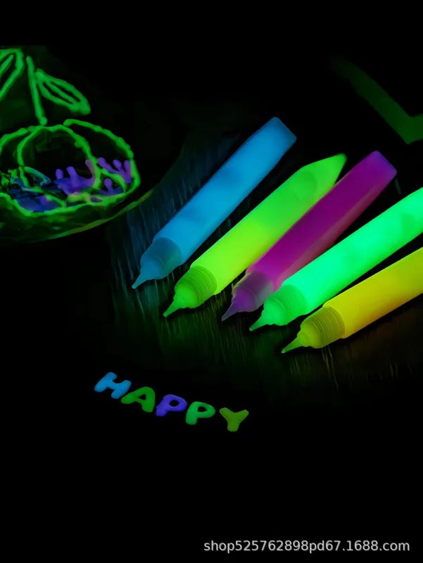 6ml Fluorescent Pigment Paint for Epoxy Resin & Acrylic DIY Crafts - Glow in Dark Colors
