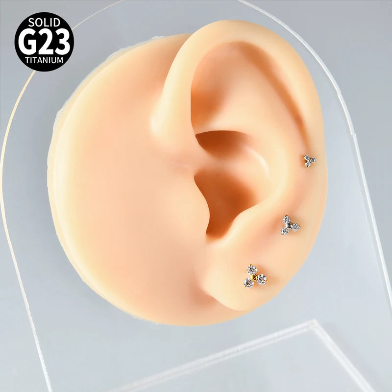 Titanium Flower Lip Stud Earrings 16G Cartilage Helix Tragus Piercing