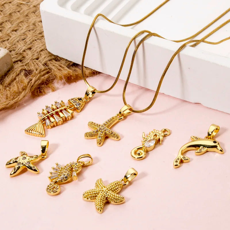 Ocean Charms Pendant Set for Jewelry Making - Dolphin Starfish Seahorse