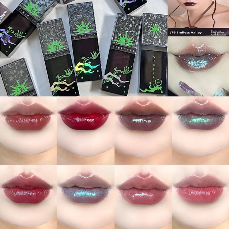 Longlasting Hydrating Lip Gloss with Chameleon Glitter - Pearlescent Lipstick 3.5g