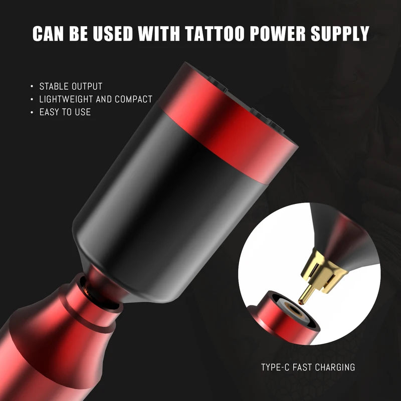 Professional Rotary Tattoo Kit with Power Supply and 10 Cartridge Needles for Beginners & Artists