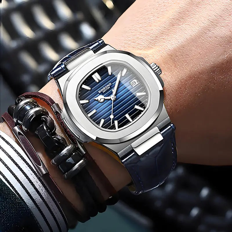 Men's Luxury Quartz Wristwatch Waterproof Auto Date Leather Strap - Multiple Colors