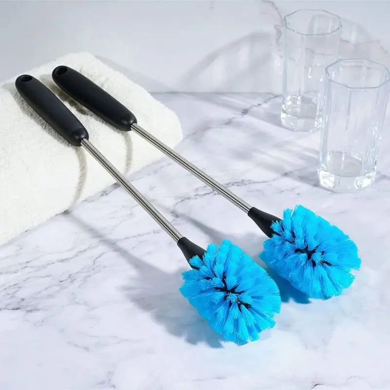Stainless Steel Water Bottle Cleaning Brush Set Flexible Long Handle Reusable Blue