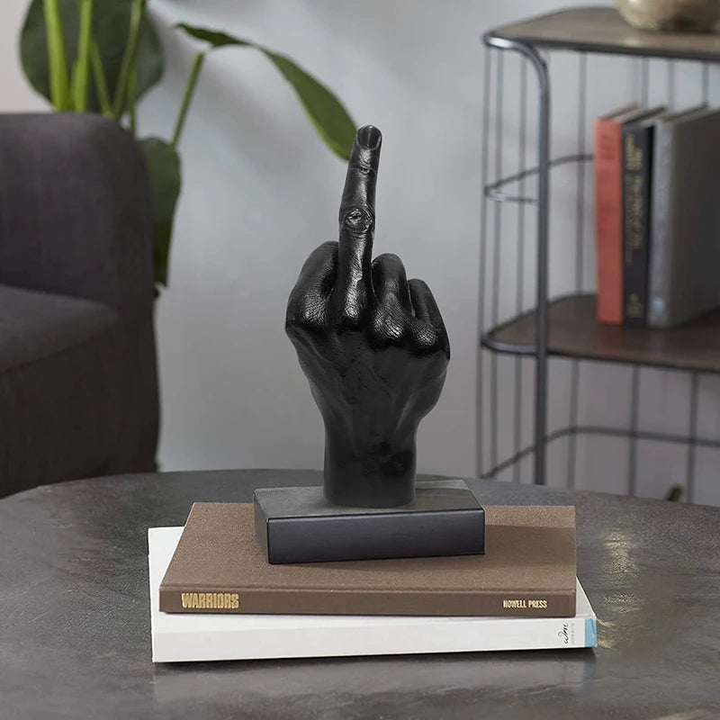 Resin Middle Finger Statue - Upright Gesture Art Sculpture for Living Room Decor