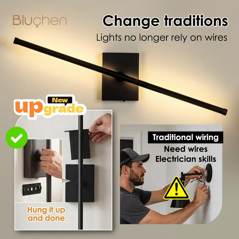 Wireless Dimmable Rechargeable LED Wall Lamp - Modern Interior Wall Sconce 60cm