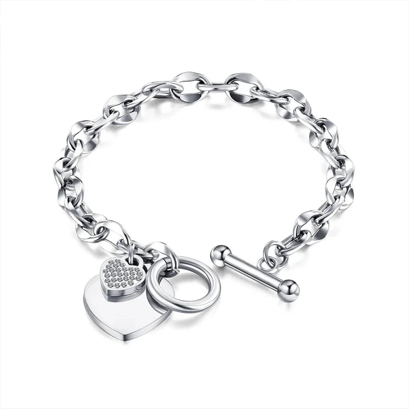 Women Heart Charm Star Fire Ball Bracelet with Imitation Pearls
