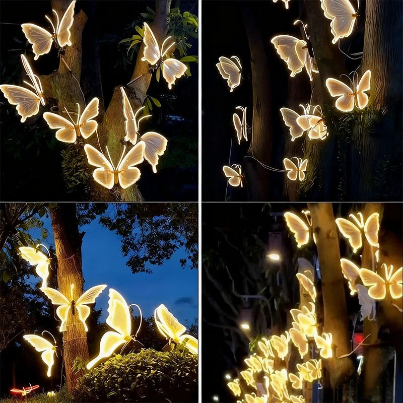 Outdoor Butterfly LED String Lights for Holiday & Festive Decor - Dynamic & Static