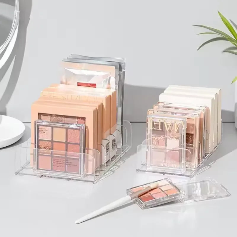7-Compartment Clear Makeup Organizer Box for Cosmetics Storage Shelf