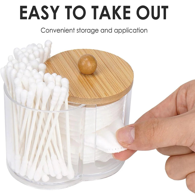 Small Cotton Pad & Swab Dispenser - Bathroom Storage Organizer with Lid