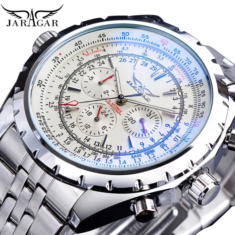 Automatic Mechanical Watch for Men Chronograph Luminous Dial Multiple Functions