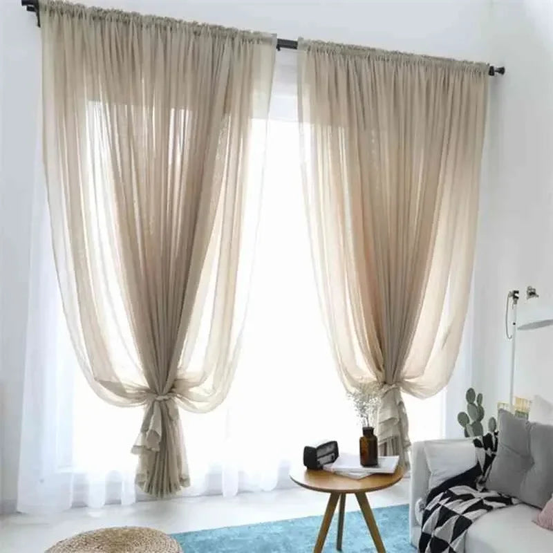 Sheer Voile Curtain for Living Room & Bedroom - Tulle Drapes, Multiple Colors